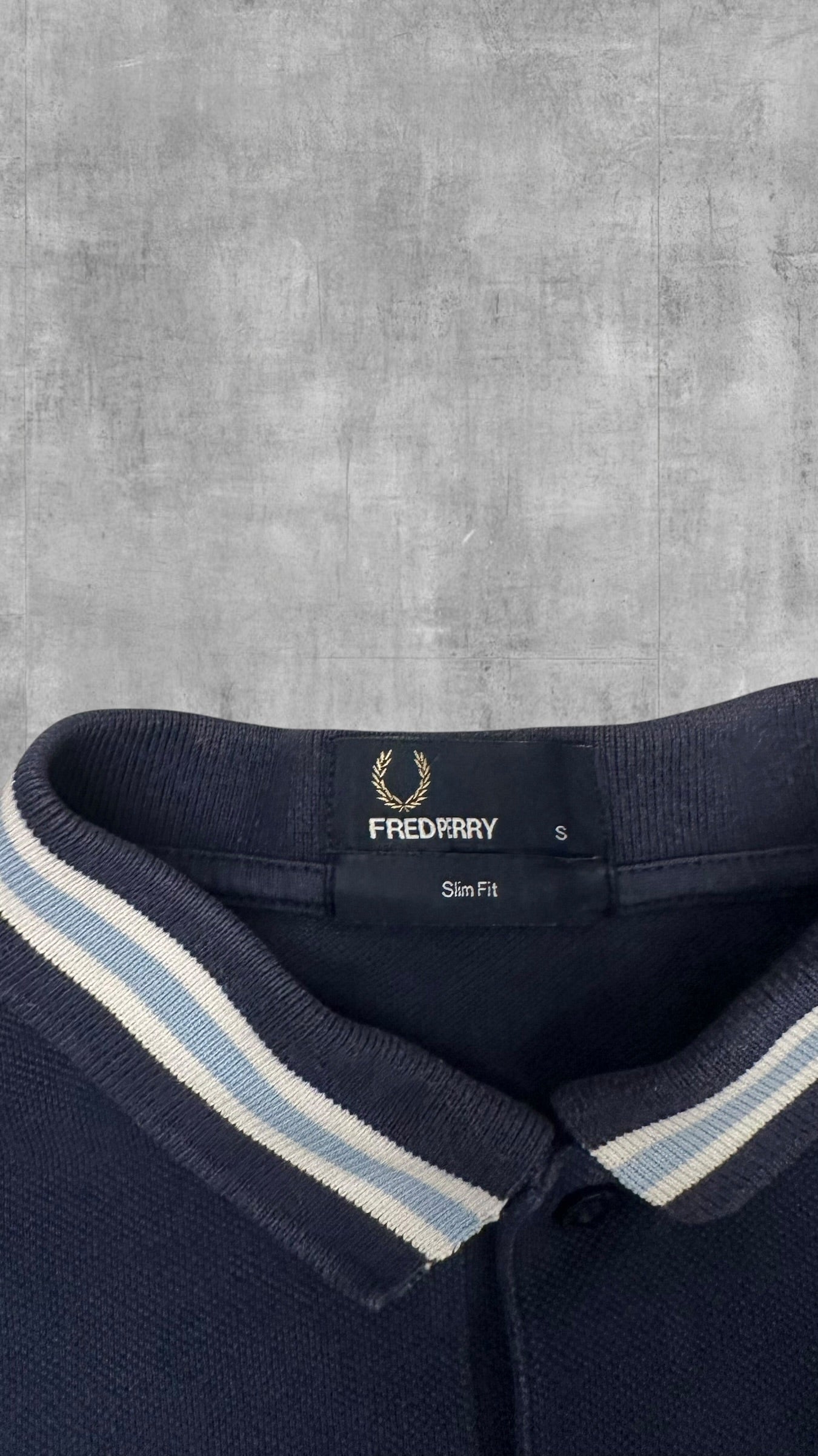 Fred Perry Polo Shirt Navy Blau Hellblau S Slim Fit
