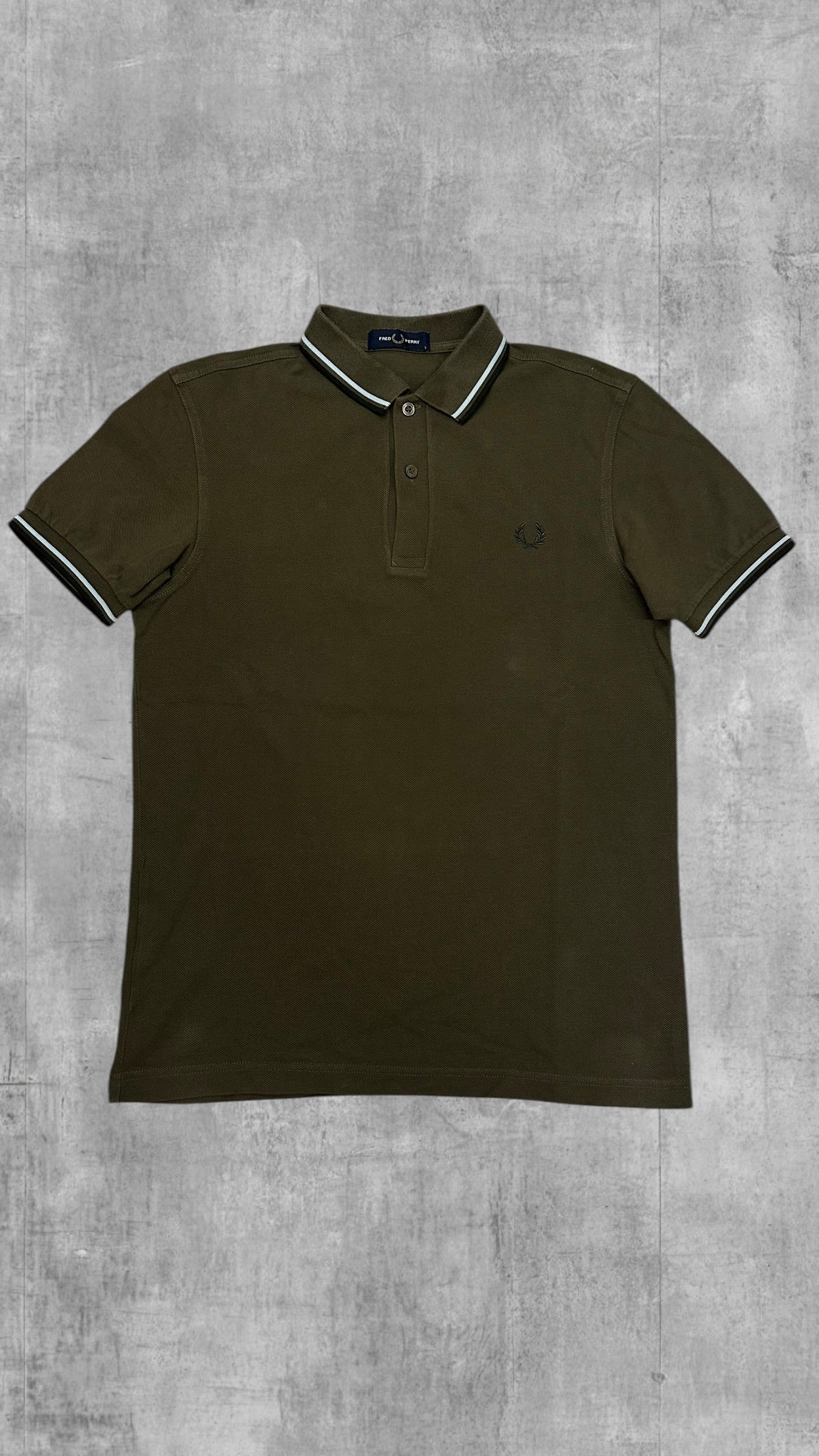 Fred Perry Polo Shirt Dunkelgrün Schwarz Weiß S