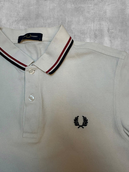 Fred Perry Polo Shirt Weiß Schwarz Rot S
