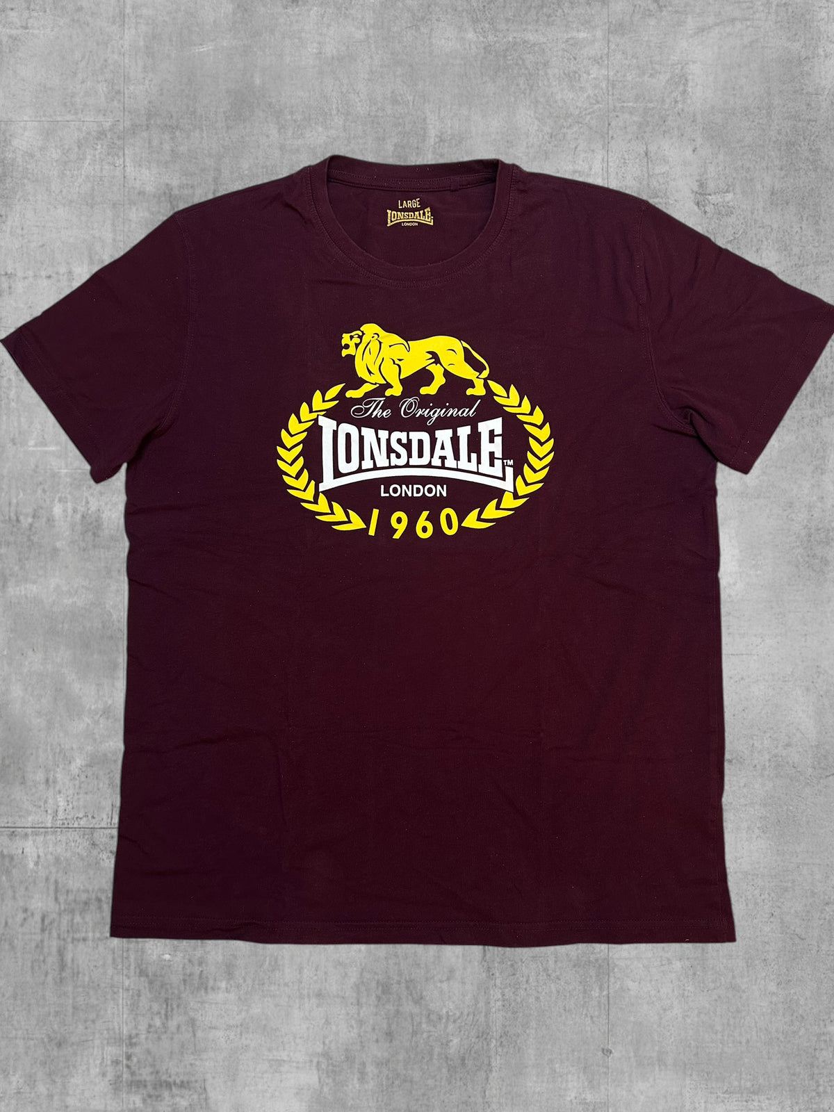 Lonsdale London T-Shirt Weinrot Weiß Gelb L