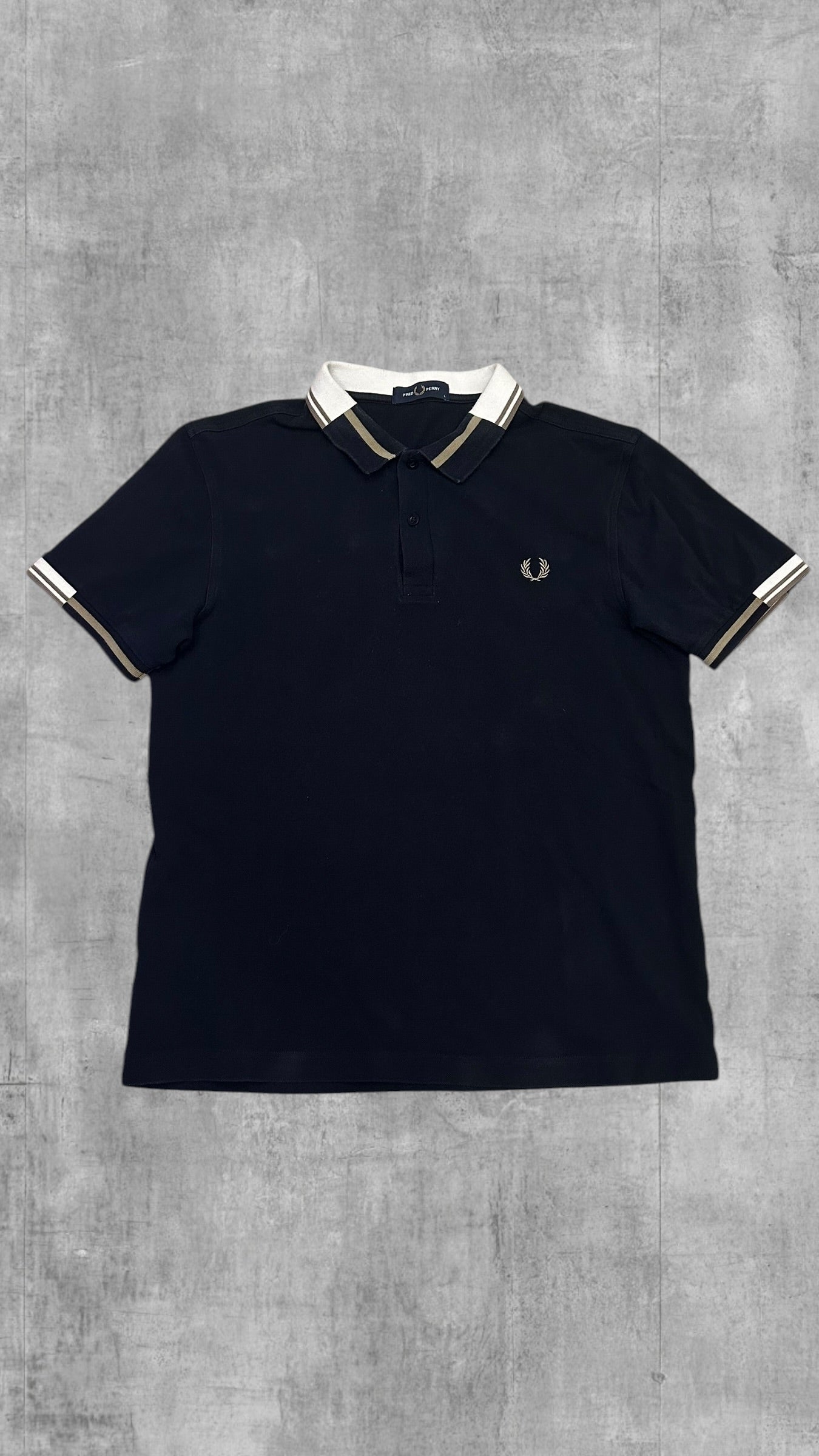 Fred Perry Polo Shirt Schwarzblau Weiß L
