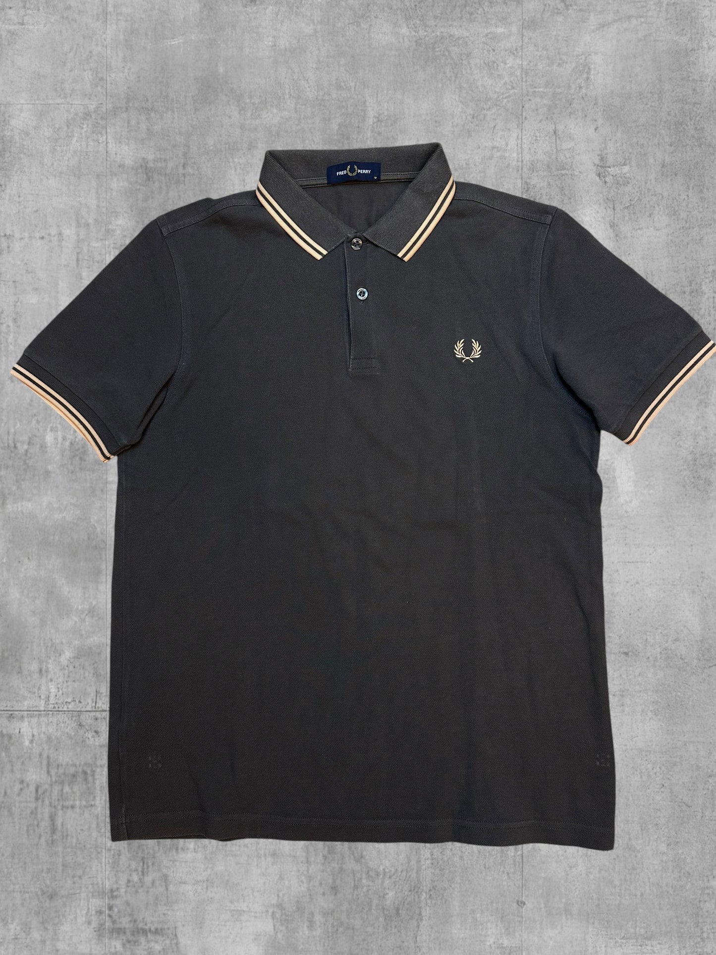 Fred Perry Polo Shirt Grau Beige M