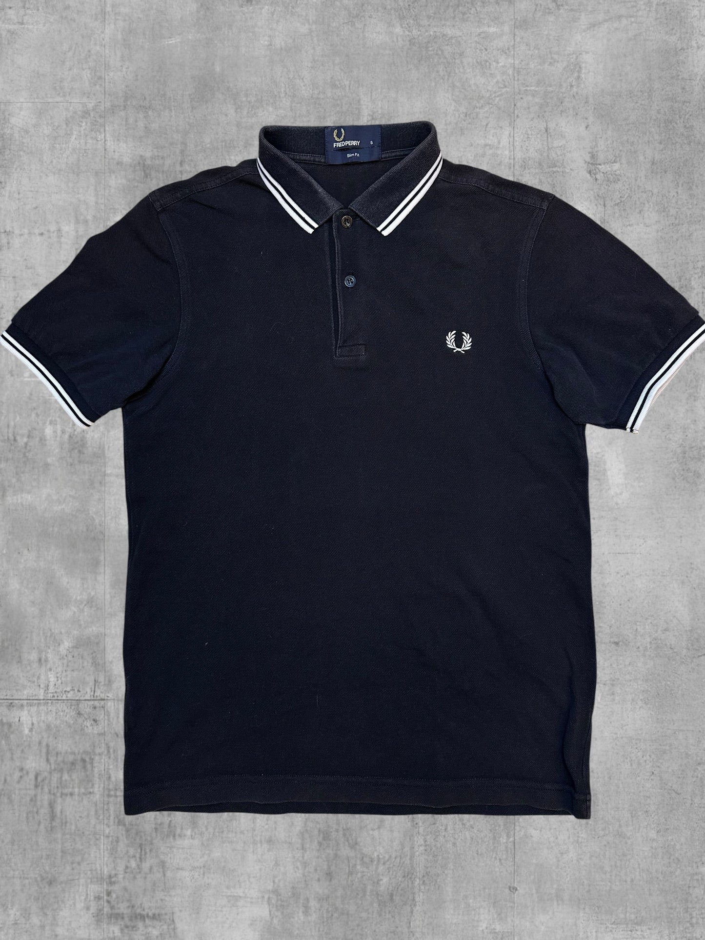 Fred Perry Polo Shirt Schwarz Weiß S Slim Fit