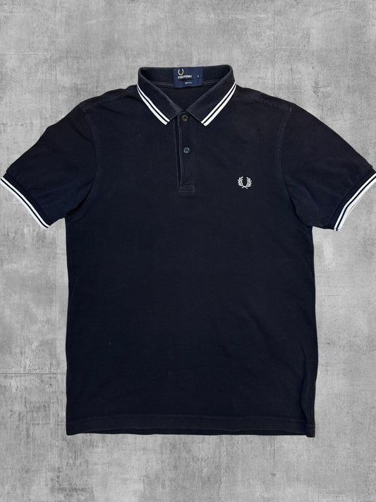 Fred Perry Polo Shirt Schwarz Weiß S Slim Fit