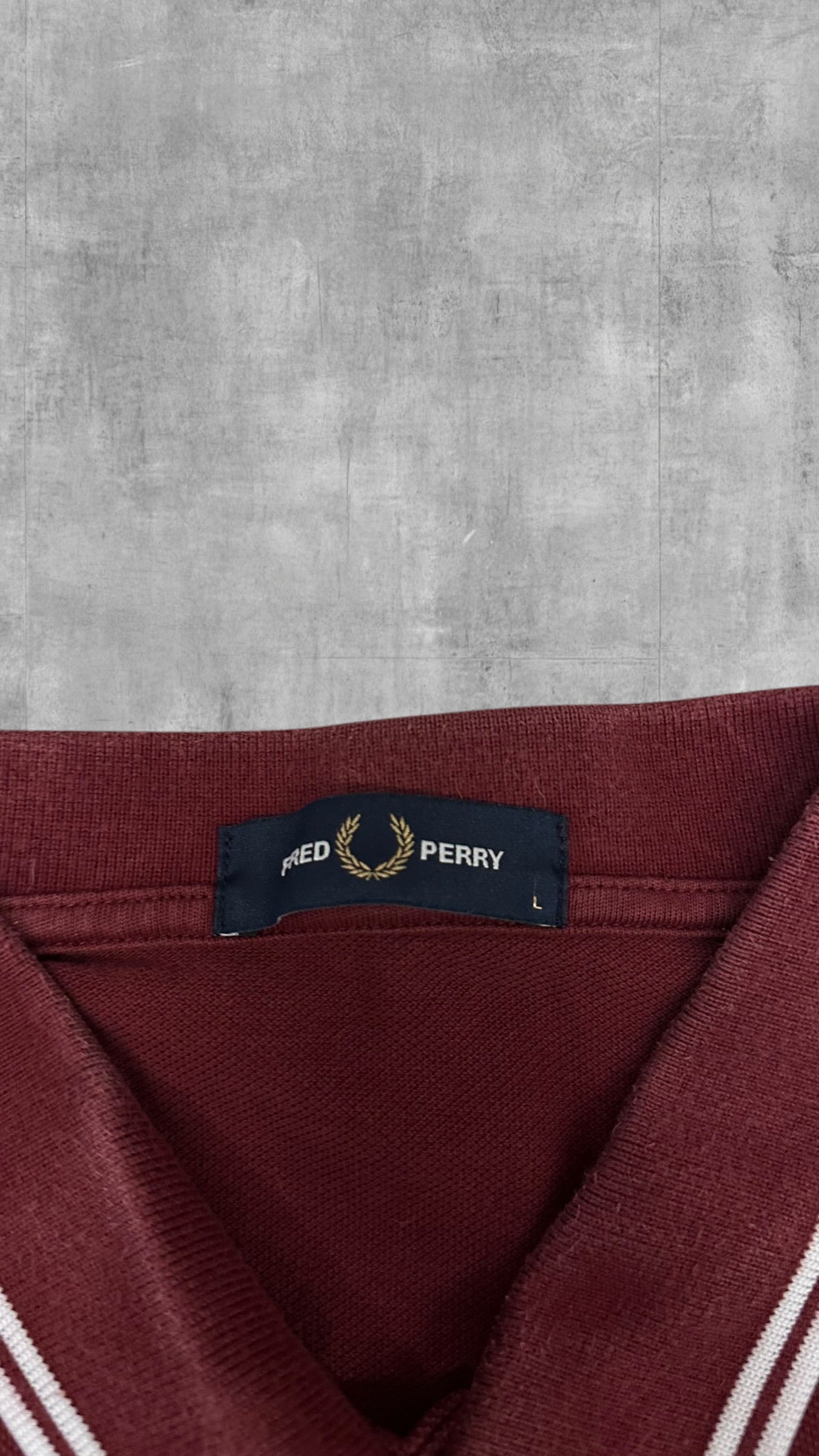 Fred Perry Polo Shirt Weinrot Weiß L
