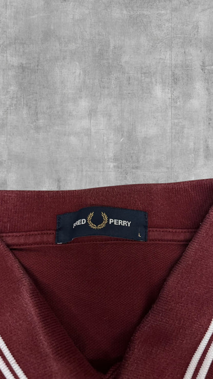 Fred Perry Polo Shirt Weinrot Weiß L