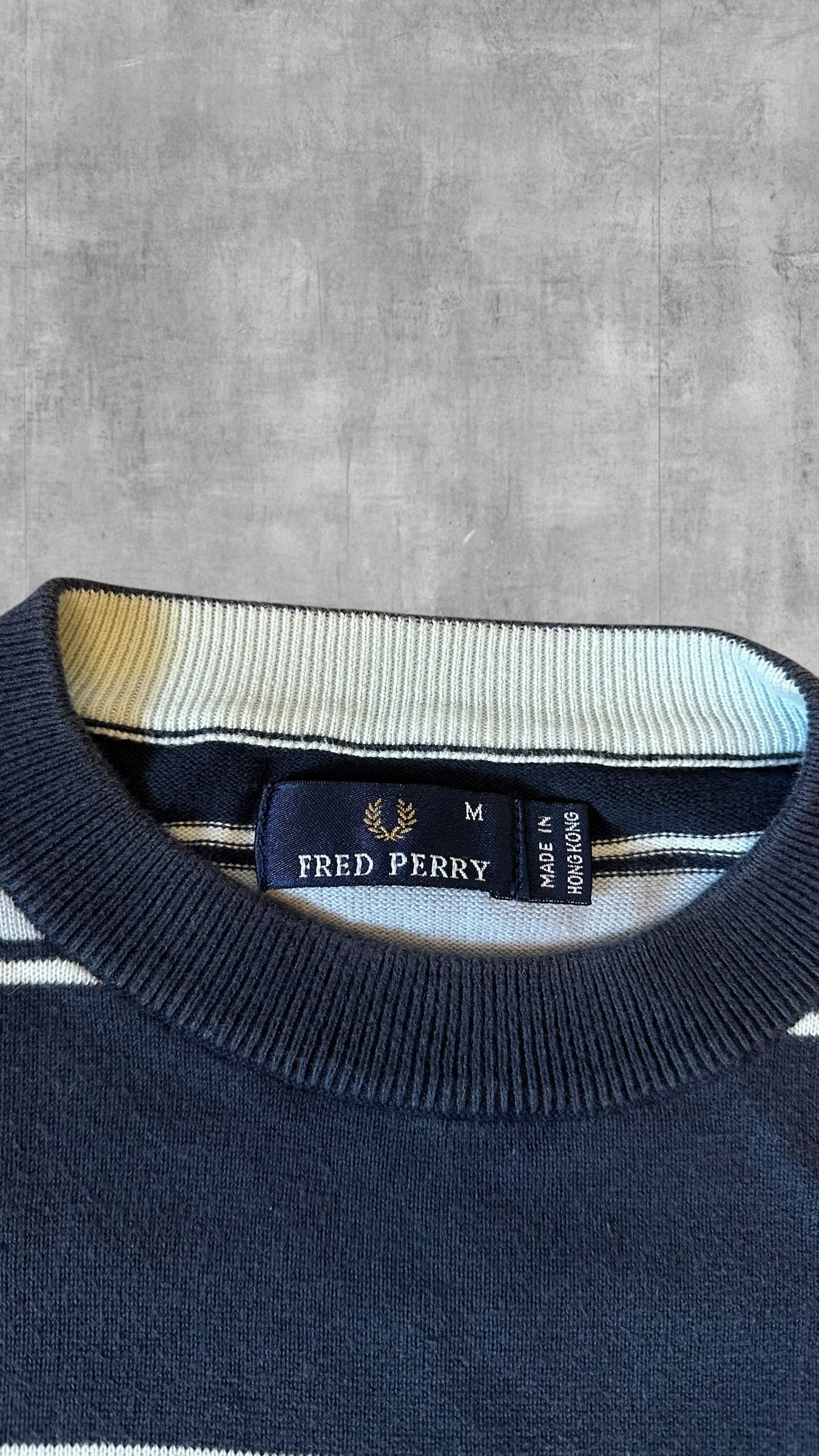 Fred Perry Sweatshirt Navy Blau Weiß M