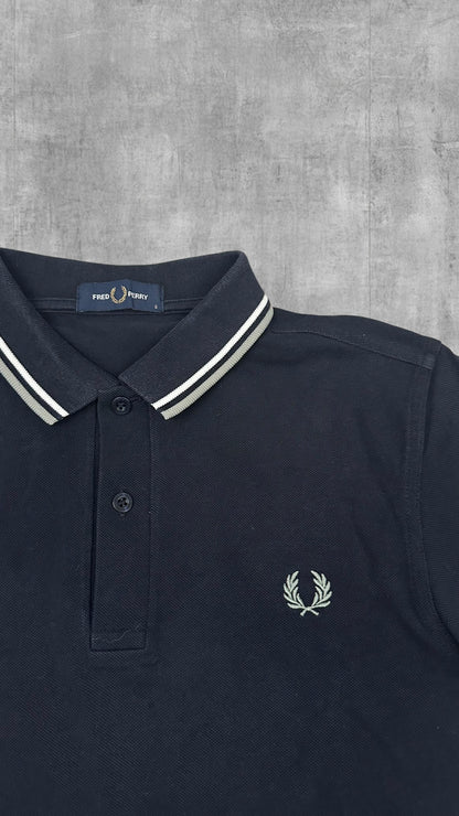 Fred Perry Polo Shirt Schwarz Weiß Hellgrau S