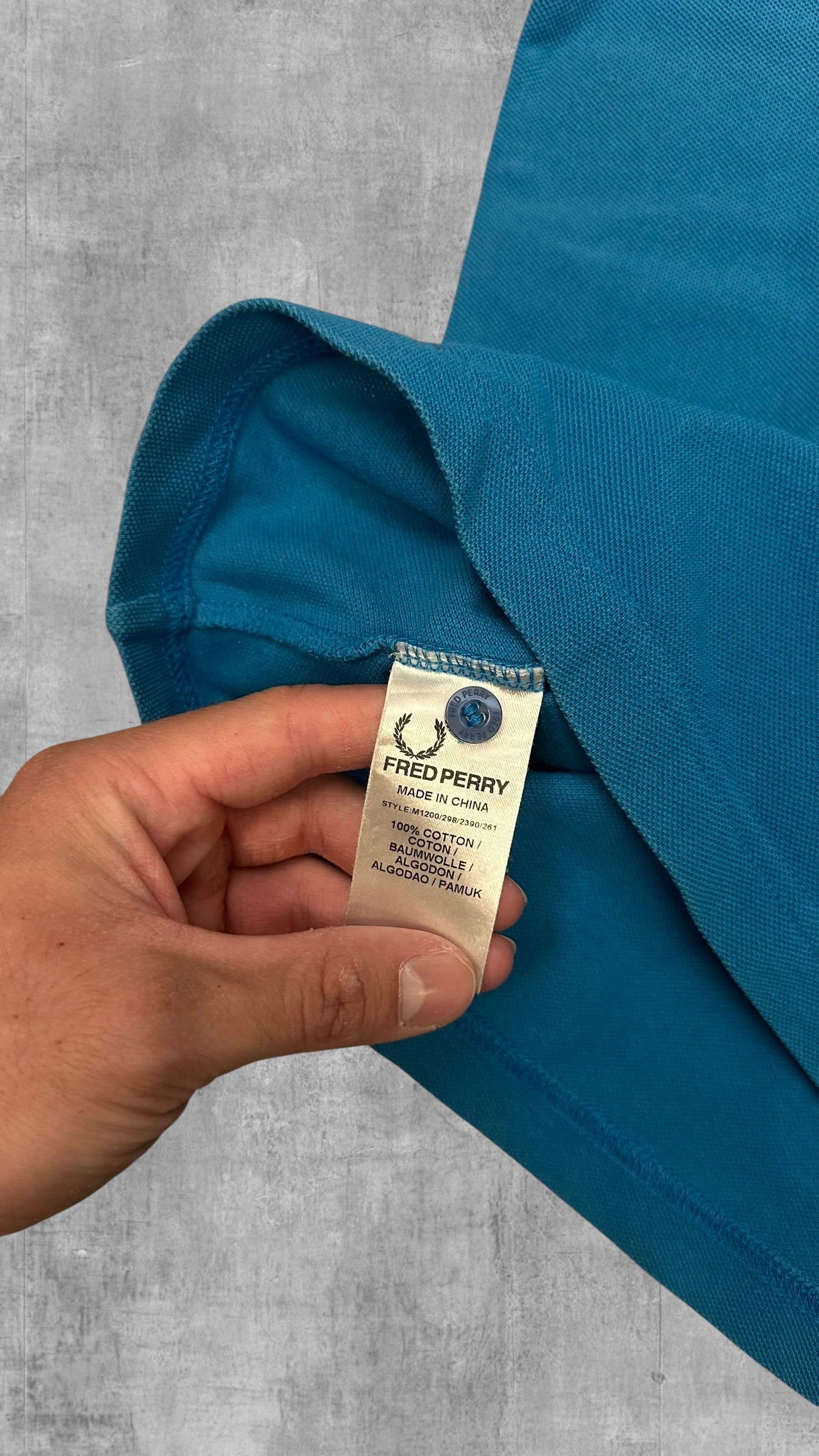 Fred Perry Polo Shirt Türkis Weiß XS
