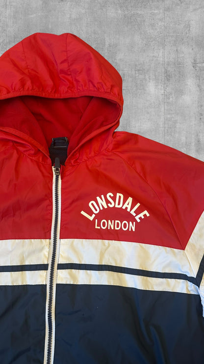 Lonsdale London Windbreaker Regenjacke Navy Blau Rot Weiß M