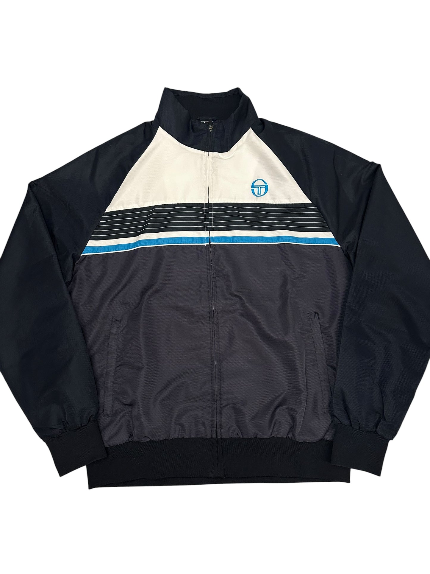 Sergio Tacchini Trainingsjacke Windbreaker Regenjacke Schwarzblau Weiß Türkis XL