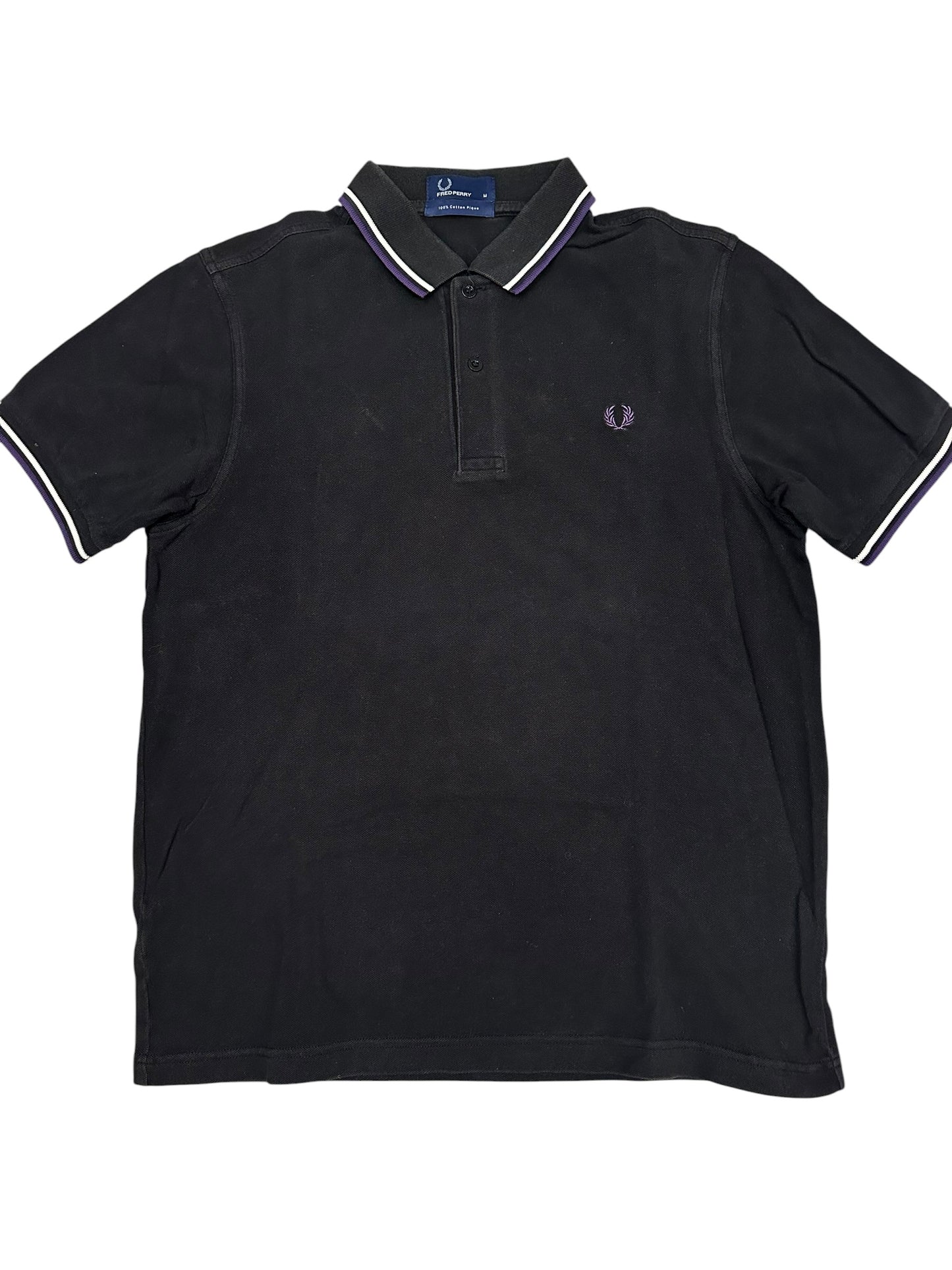 Fred Perry Polo Shirt Schwarz Lila Weiß M