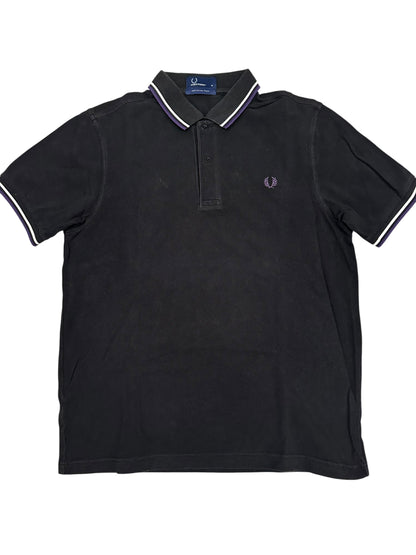 Fred Perry Polo Shirt Schwarz Lila Weiß M