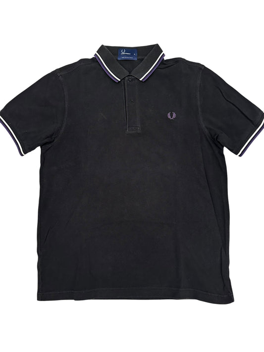 Fred Perry Polo Shirt Schwarz Lila Weiß M