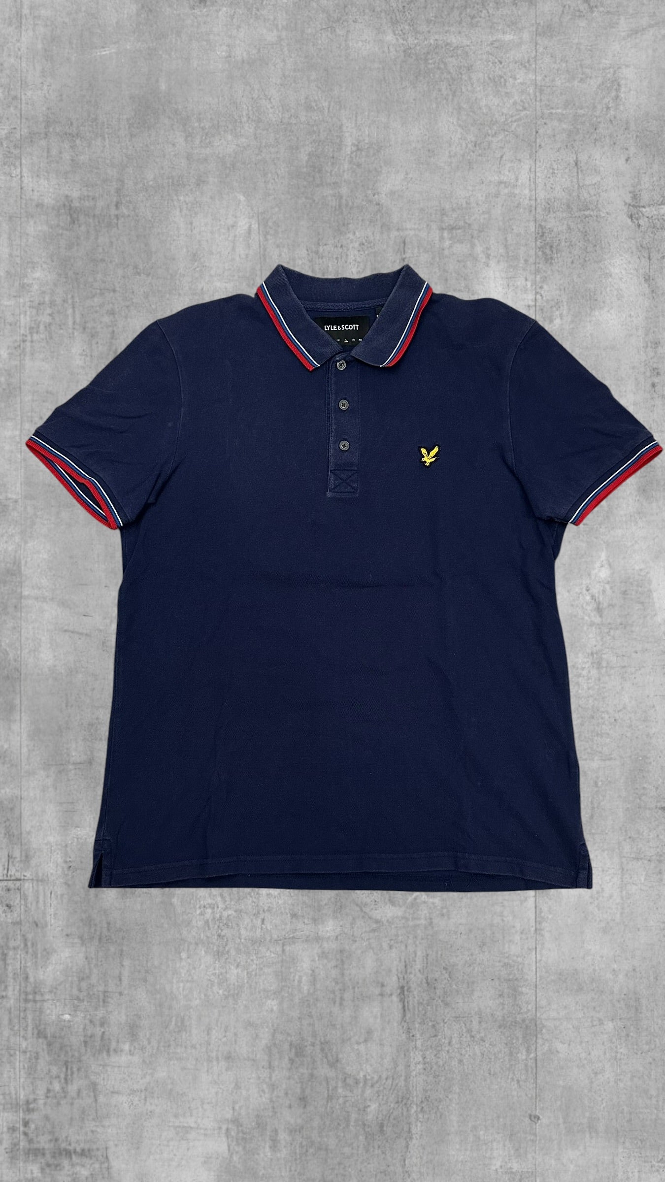 Lyle & Scott Polo Shirt Navy Blau Rot Weiß L