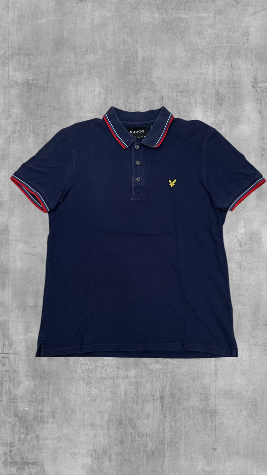 Lyle & Scott Polo Shirt Navy Blau Rot Weiß L
