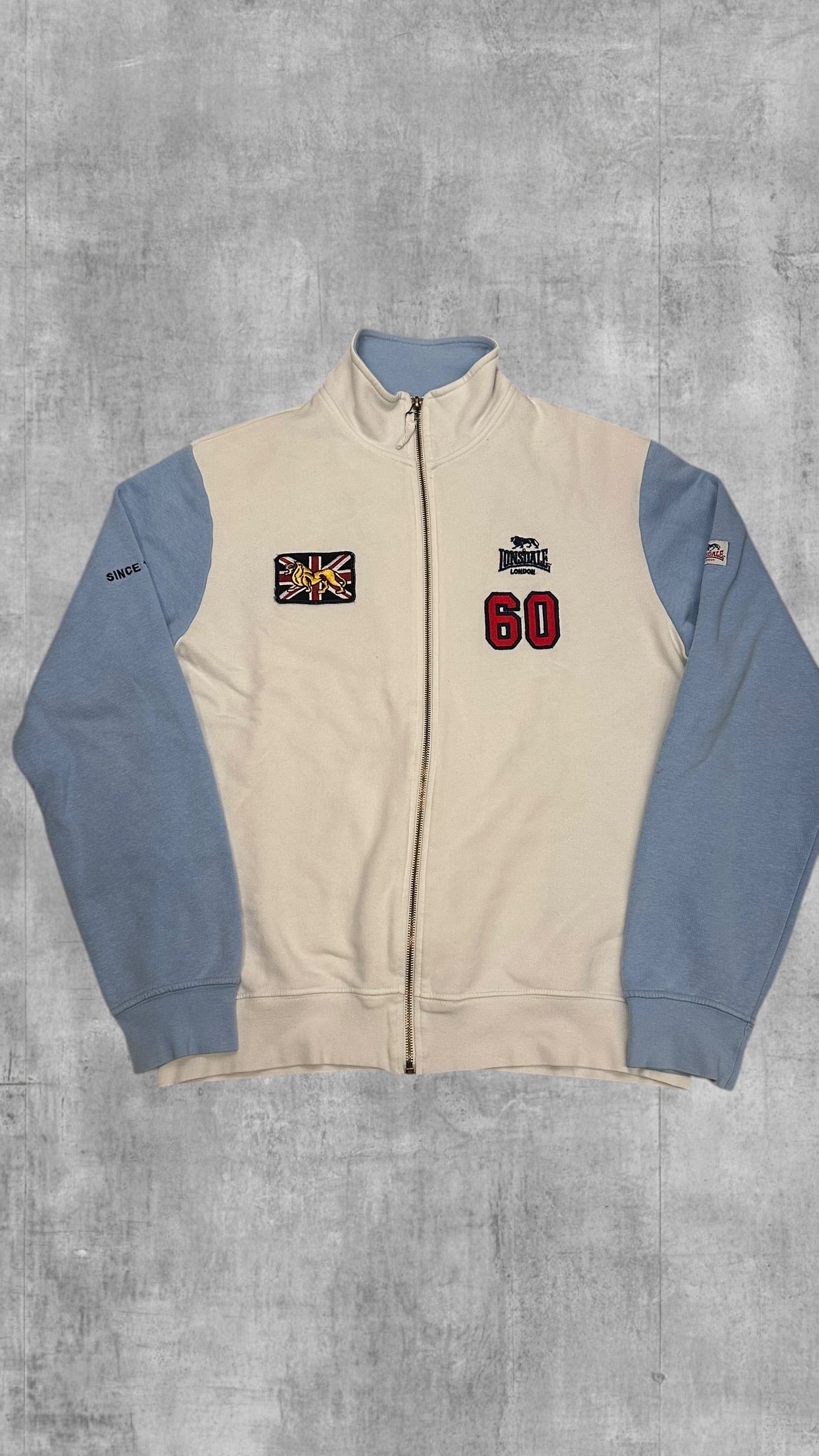Lonsdale London Vintage Trainingsjacke Backprint Weiß Babyblau L