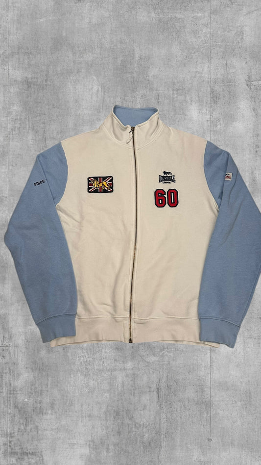 Lonsdale London Vintage Trainingsjacke Backprint Weiß Babyblau L