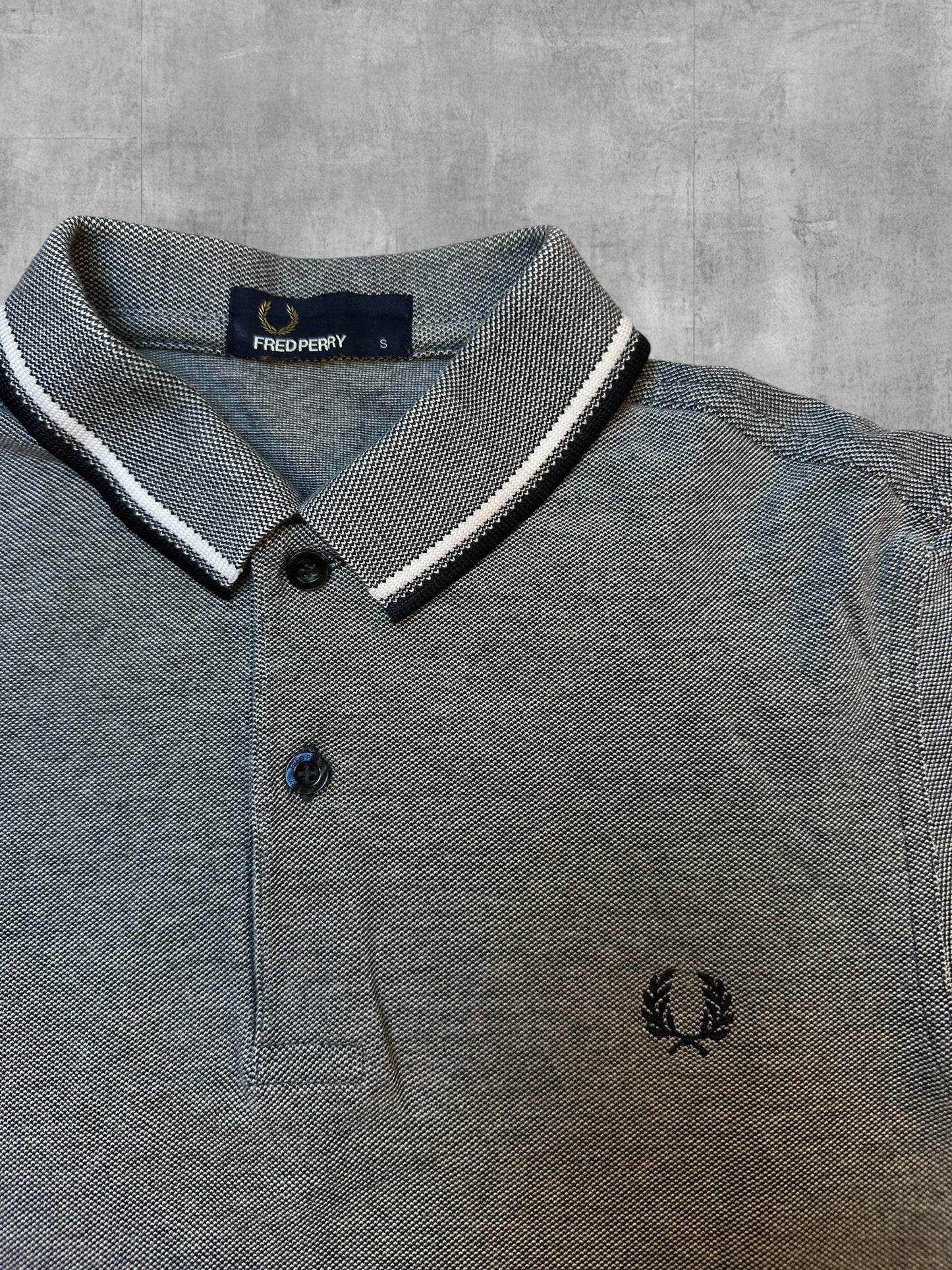 Fred Perry Polo Shirt Grau Weiß Schwarz S