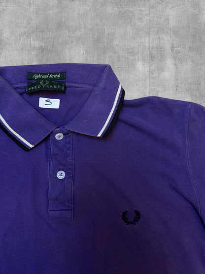 Fred Perry Polo Shirt Lila Weiß Schwarz S