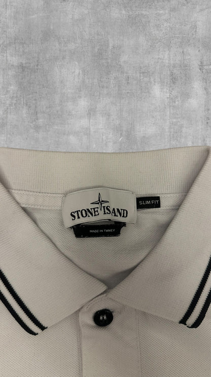 Stone Island Polo Shirt Weiß Schwarz L