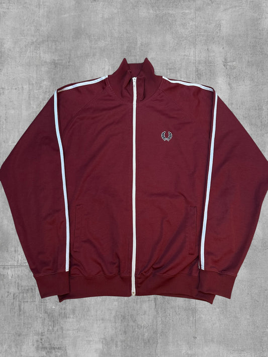 Fred Perry Vintage Trainingsjacke Taped Weinrot Weiß XL