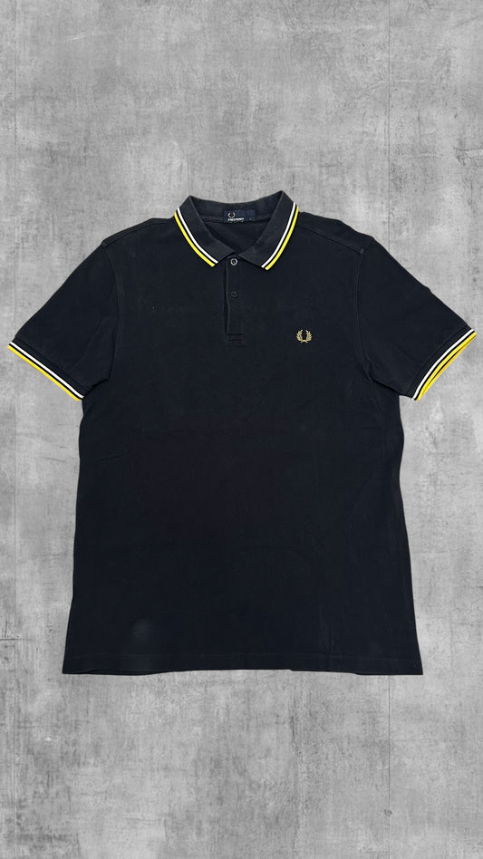 Fred Perry Polo Shirt Schwarz Gelb Weiß L