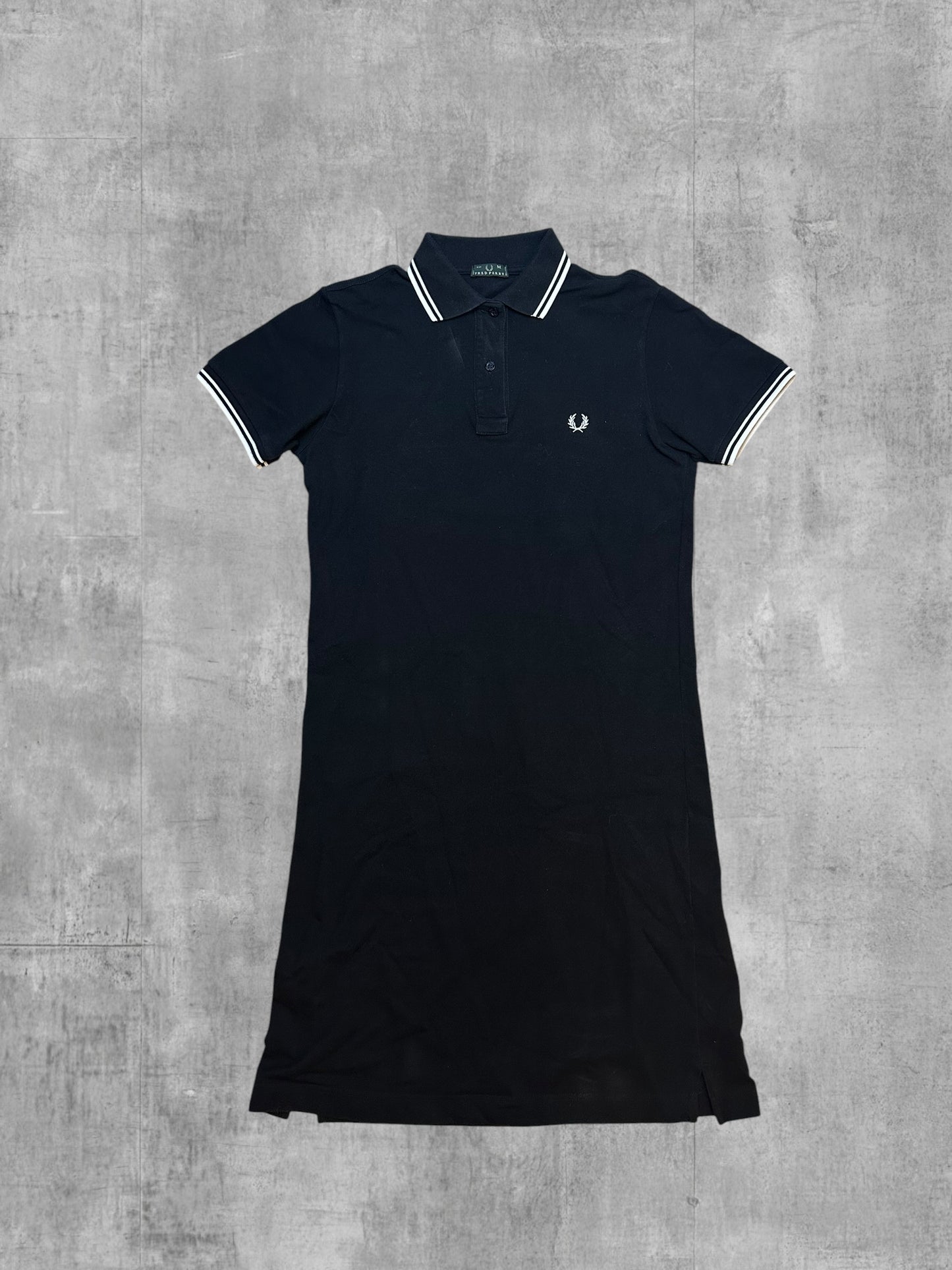 Fred Perry Polo Kleid Schwarz Weiß Frauengröße M