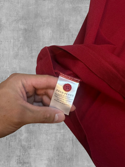 Fred Perry Polo Whirt Rot Weiß L