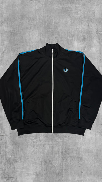 Fred Perry Vintage Trainingsjacke Taped Schwarz Hellblau XL