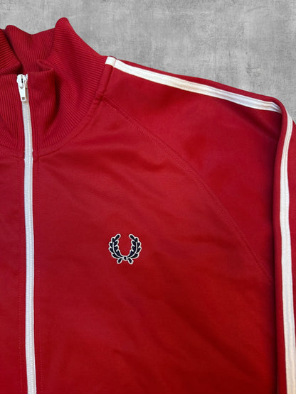 Fred Perry Vintage Trainingsjacke Taped Rot Weiß XL