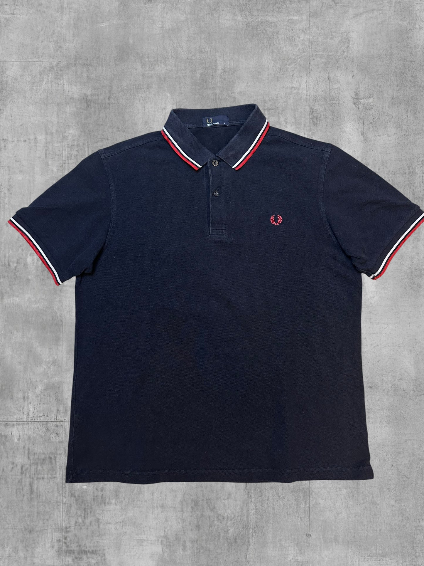 Fred Perry Polo Shirt Schwarz Rot Weiß L