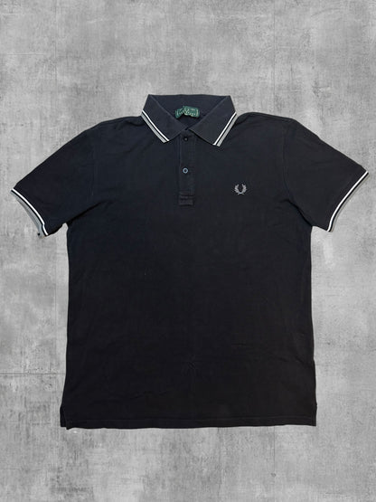 Fred Perry Vintage Polo Shirt Schwarz Grau Weiß M