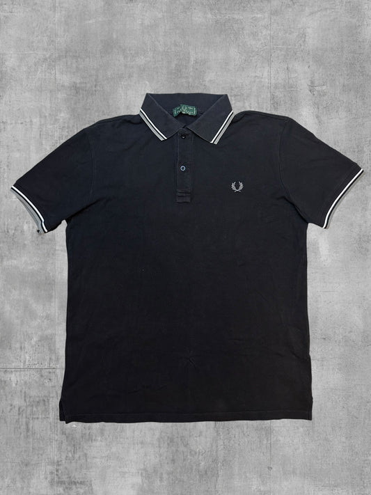 Fred Perry Vintage Polo Shirt Schwarz Grau Weiß M