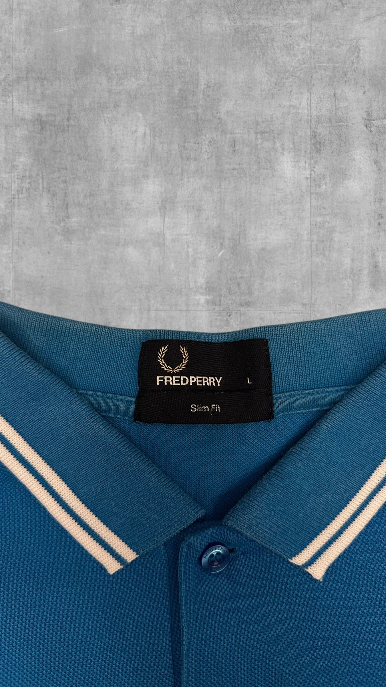 Fred Perry Polo Shirt Hellblau Weiß L Slim Fit
