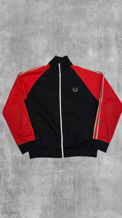 Fred Perry Vintage Trainingsjacke Taped Zip Jacke Navy Blau Rot M