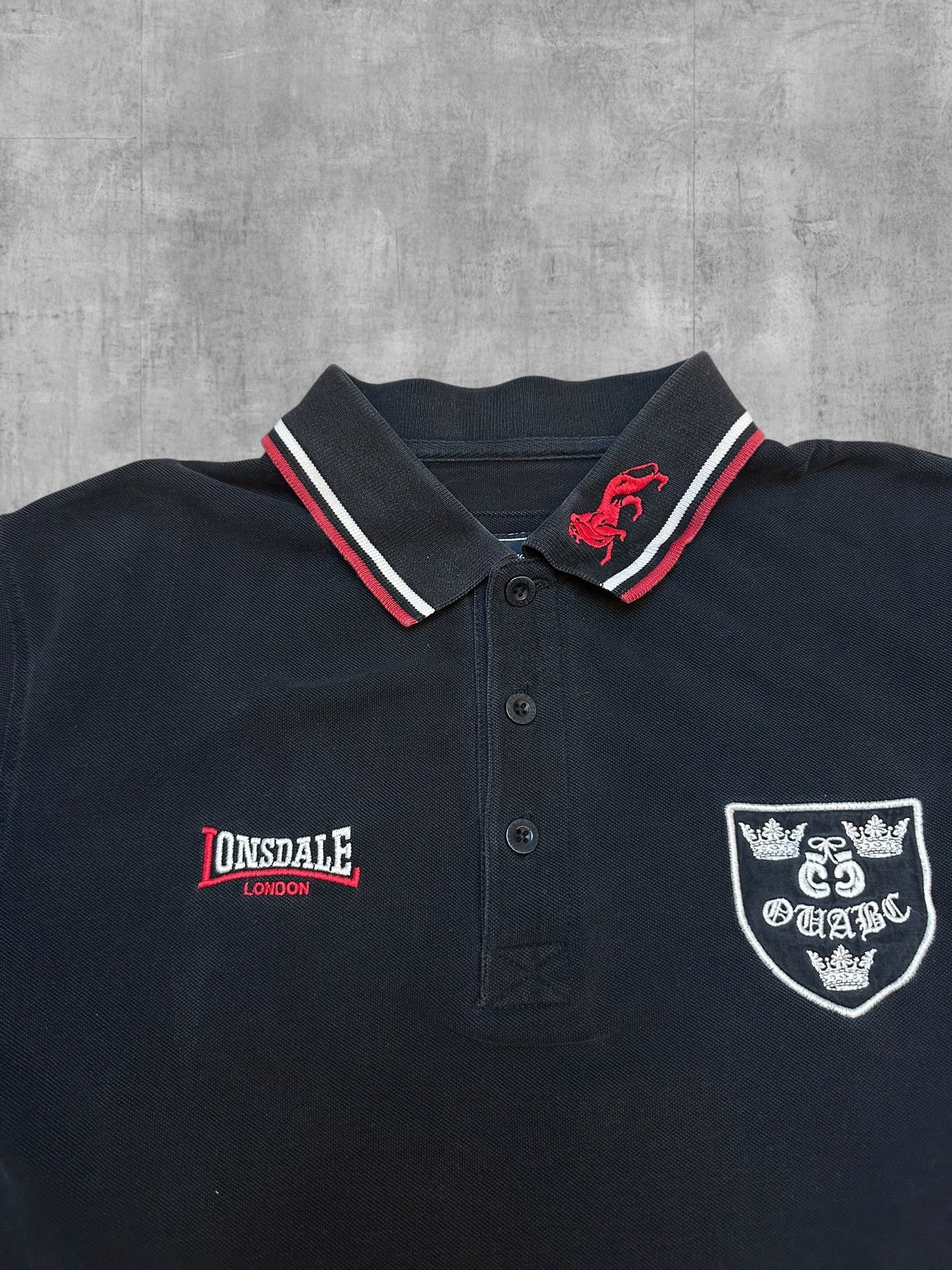Lonsdale London Polo Shirt Schwarz Weiß RotM