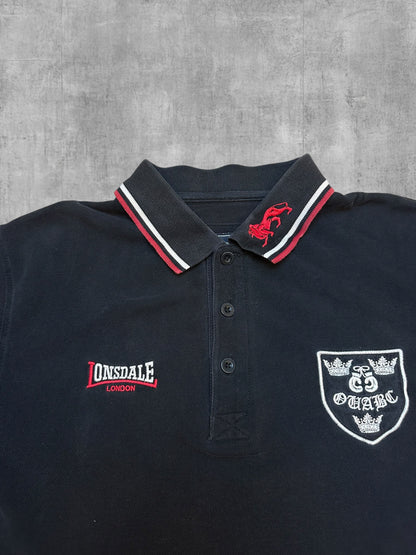 Lonsdale London Polo Shirt Schwarz Weiß RotM