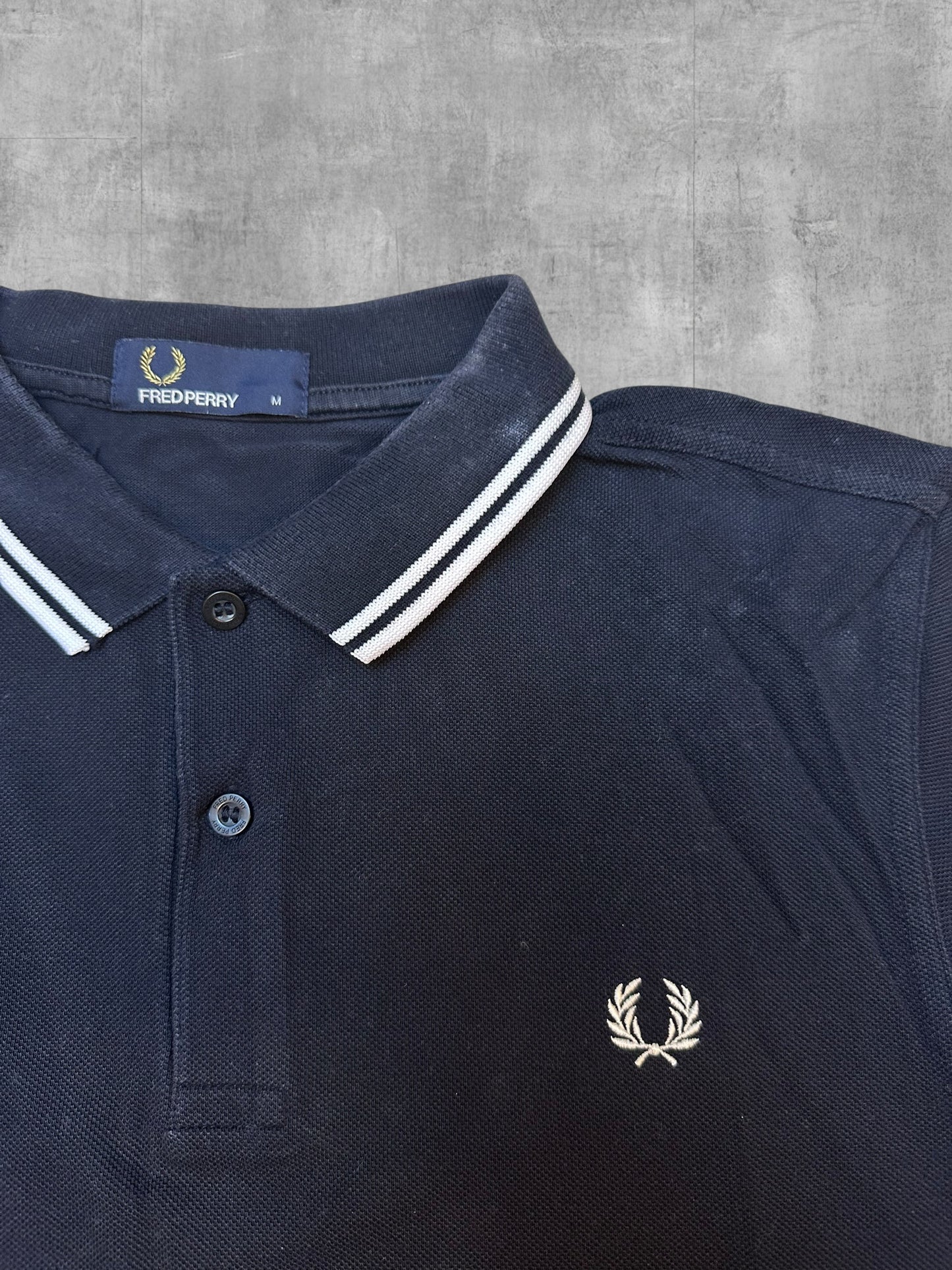 Fred Perry Polo Shirt Schwarz Weiß M