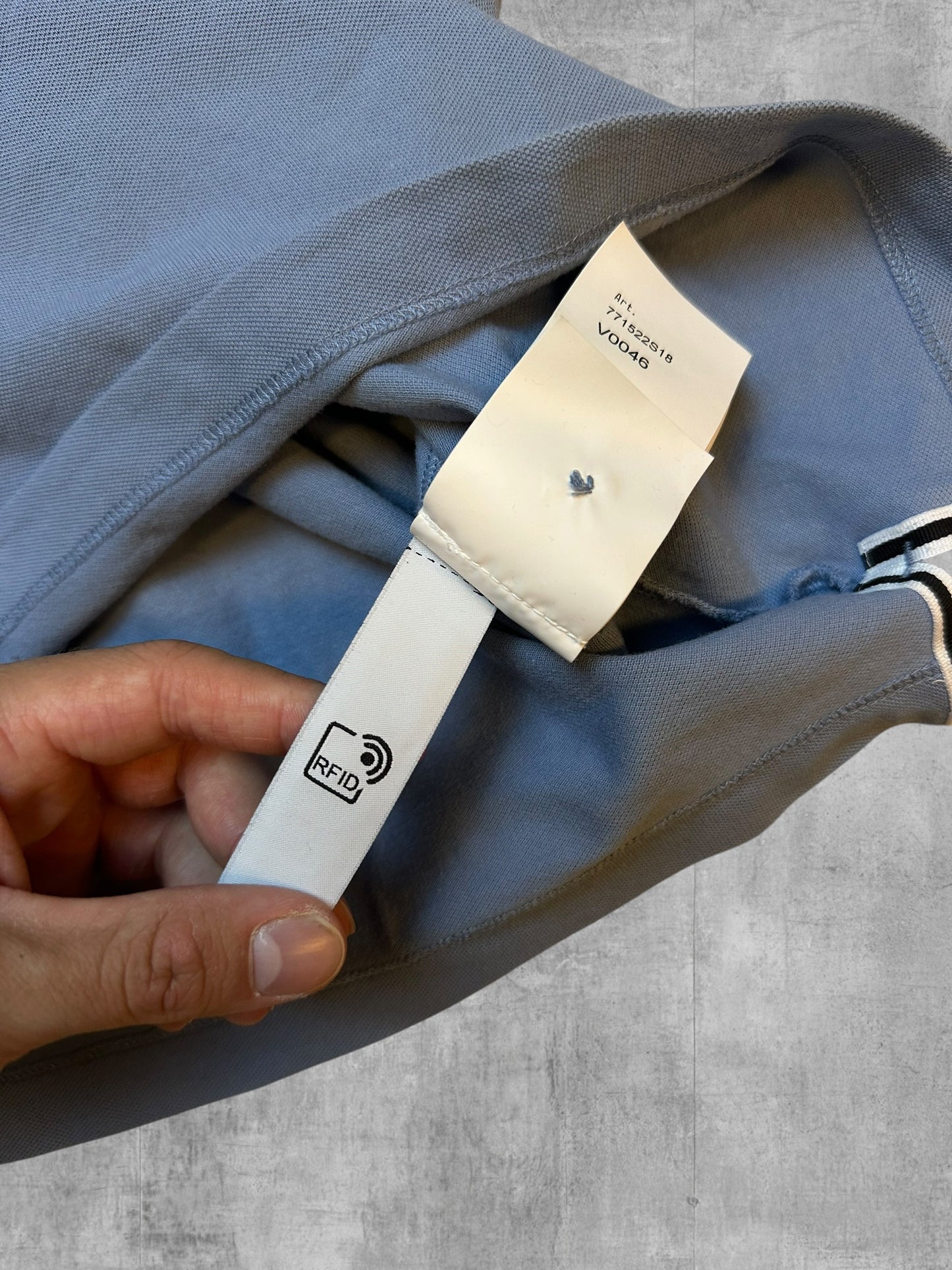 Stone Island Polo Shirt Türkisgrau Weiß M Slim Fit