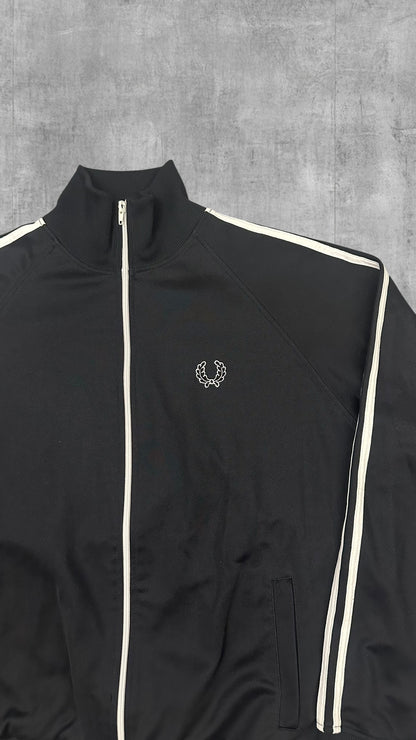 Fred Perry Vintage Trainingsjacke Taped Schwarz Weiß L