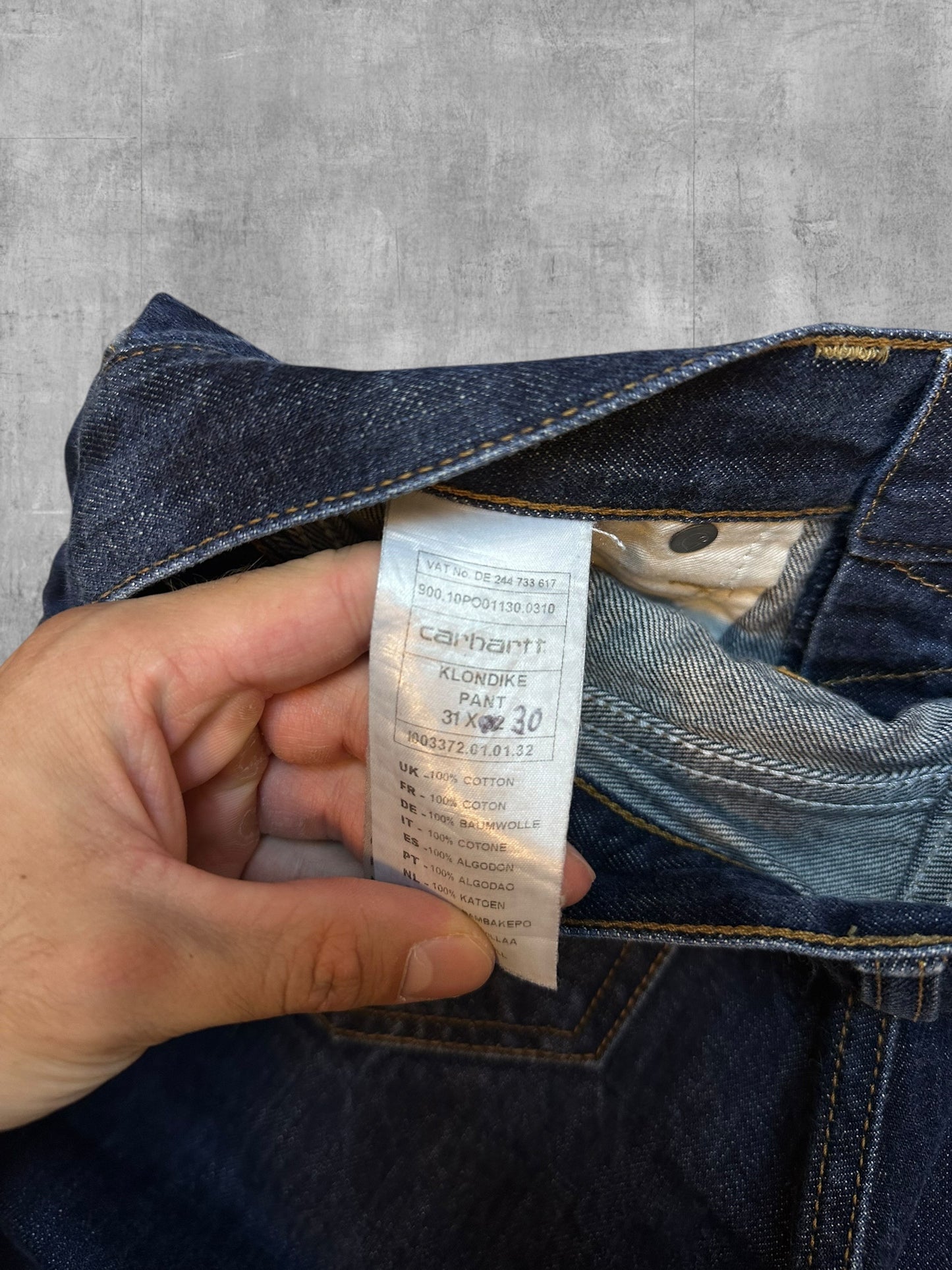 Carhartt Klondike Jeans Dunkelblau W31 L30 gekürzt