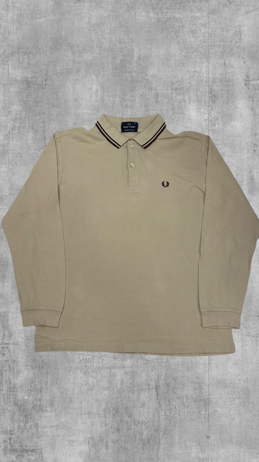 Vintage Fred Perry Langarm Polo Shirt Beige M