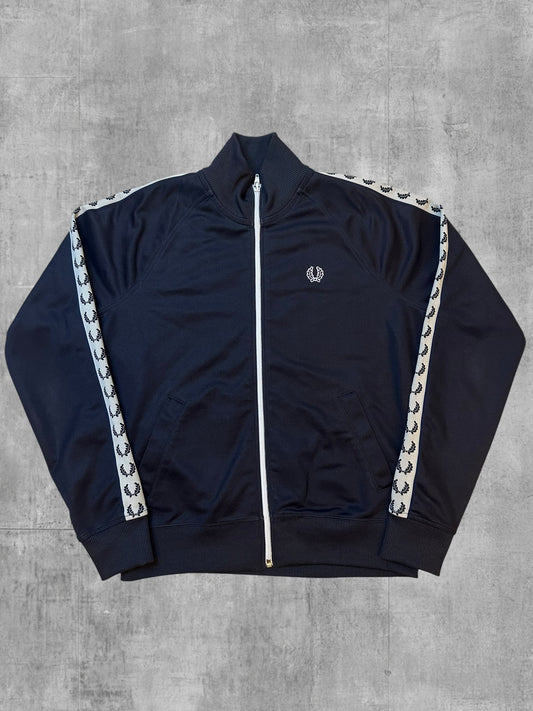 Fred Perry Trainingsjacke Taped Navy Blau Weiß Frauengröße 12 L