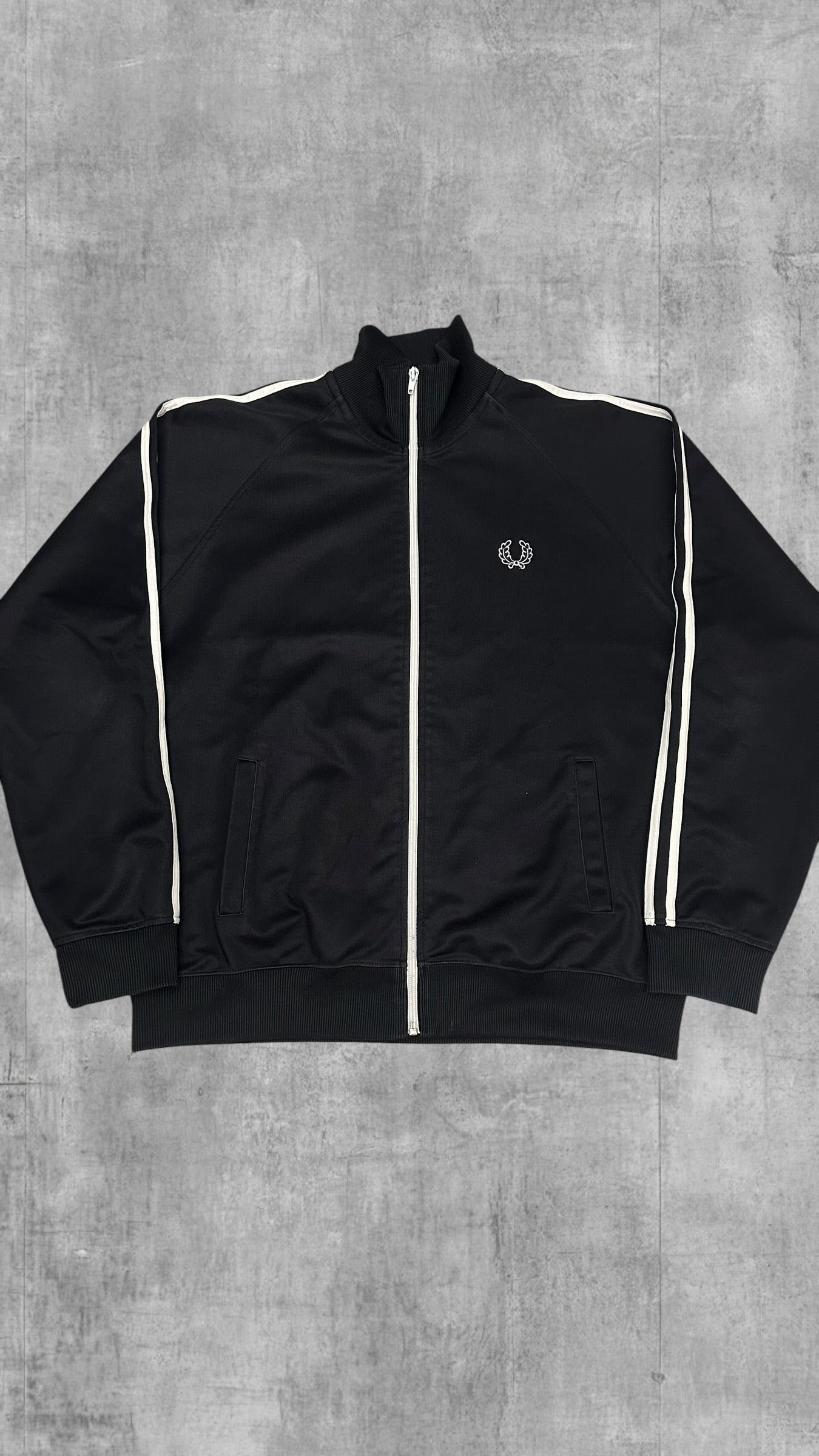 Fred Perry Vintage Trainingsjacke Schwarz Weiß L
