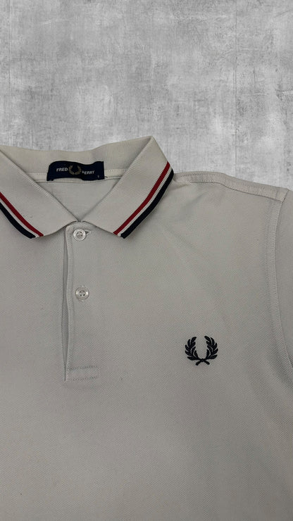 Fred Perry Polo Shirt Weiß Schwarz Rot S