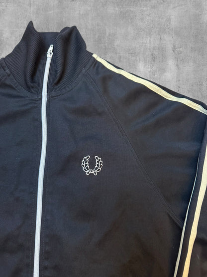 Fred Perry Vintage Trainingsjacke Taped Schwarz Weiß XS