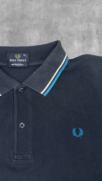 Fred Perry Vintage Polo Shirt Schwarz Blau XL