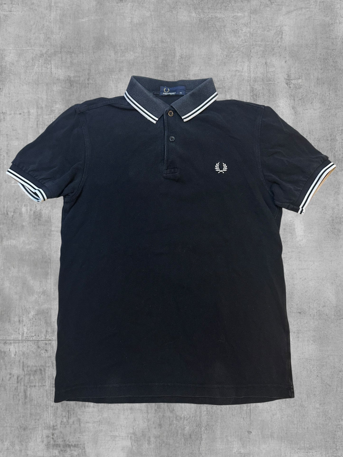 Fred Perry Polo Shirt Schwarz Weiß XS