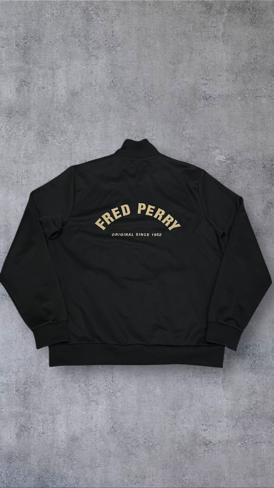 Fred Perry Trainingsjacke Backprint Zip Jacke Schwarz Gold XL